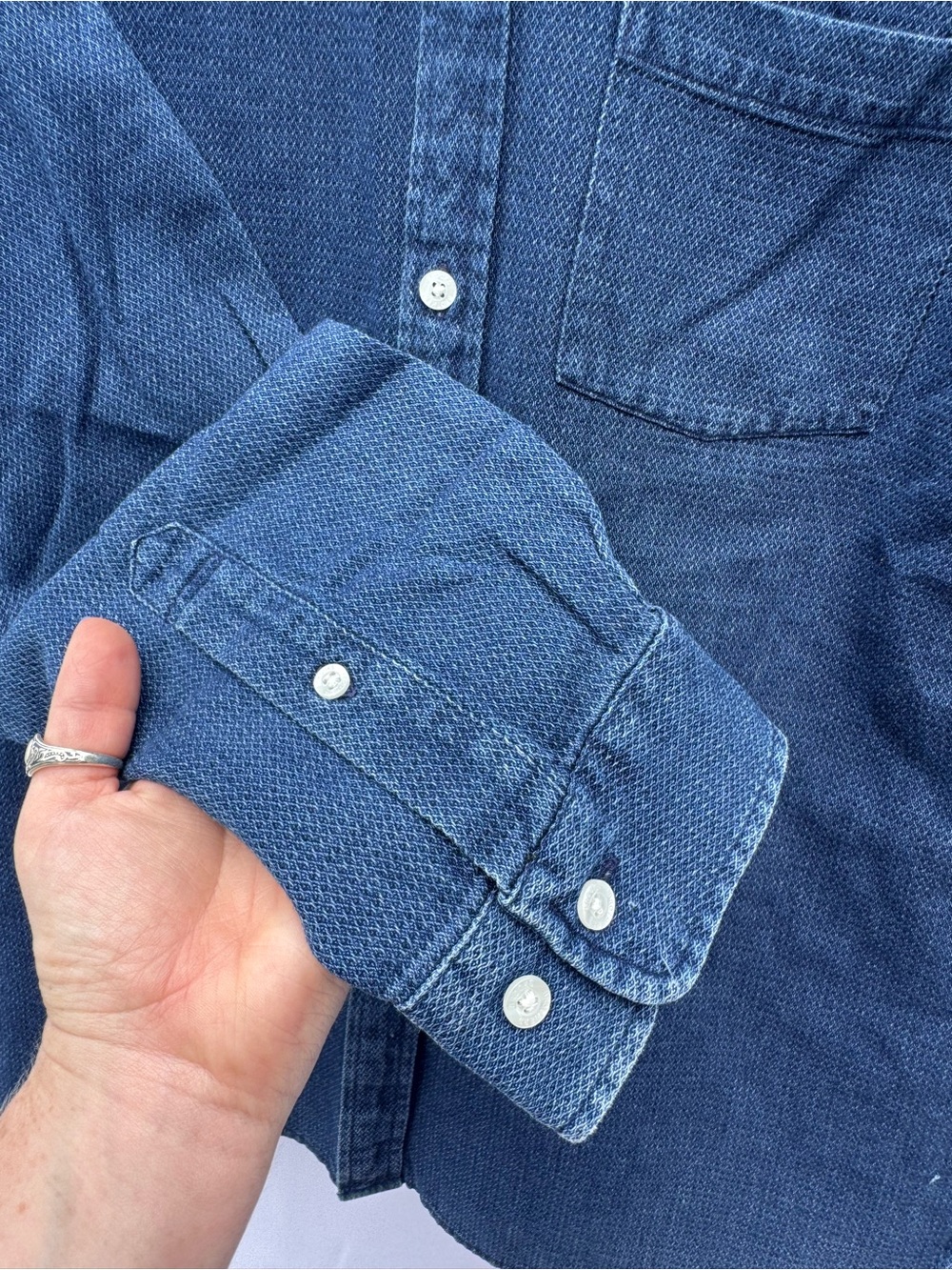 Brooks Brothers Red Fleece Men’s Large Blue Chambray Button-Down Shirt - Picture 6 of 12